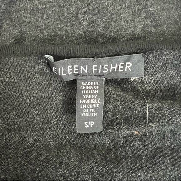 Eileen Fisher black gray contrast high low sweater long sleeve tee - Picture 4 of 5